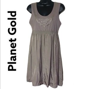 Planet Gold brown/khaki Studded Sheath Dress Size L